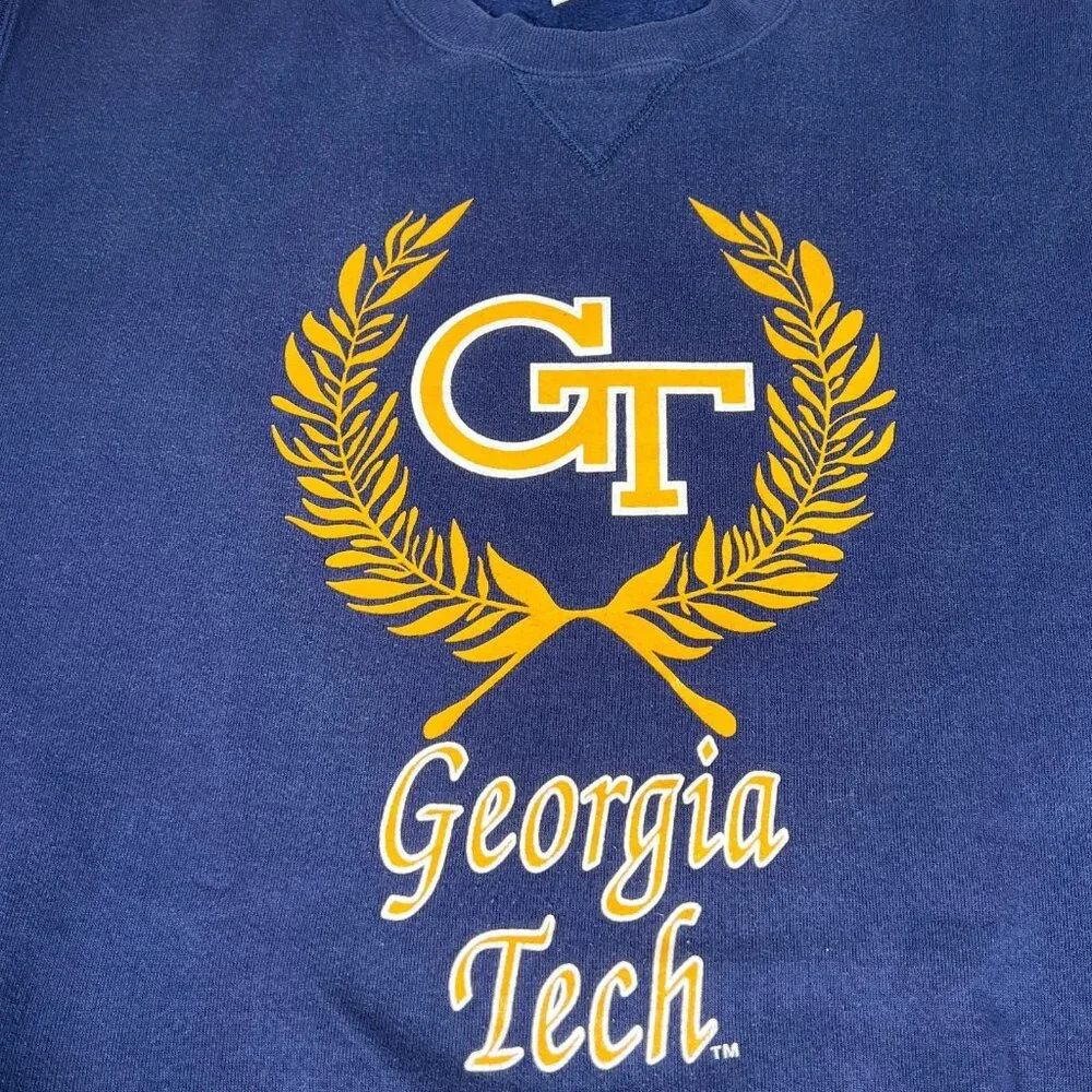 Vintage Russell Athletic Mens Blue Georgia Tech Wreath Sweatshirt Size XXL - Picture 7 of 11